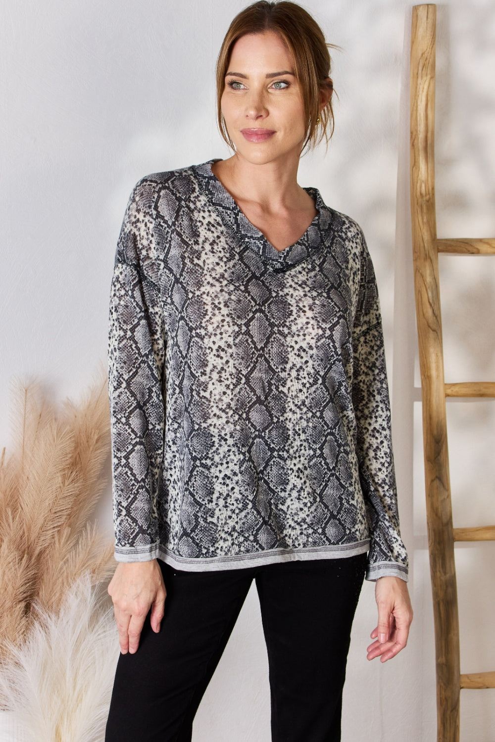 Snake Print Top - Long Sleeve - Casual - Inspired Eye Boutique