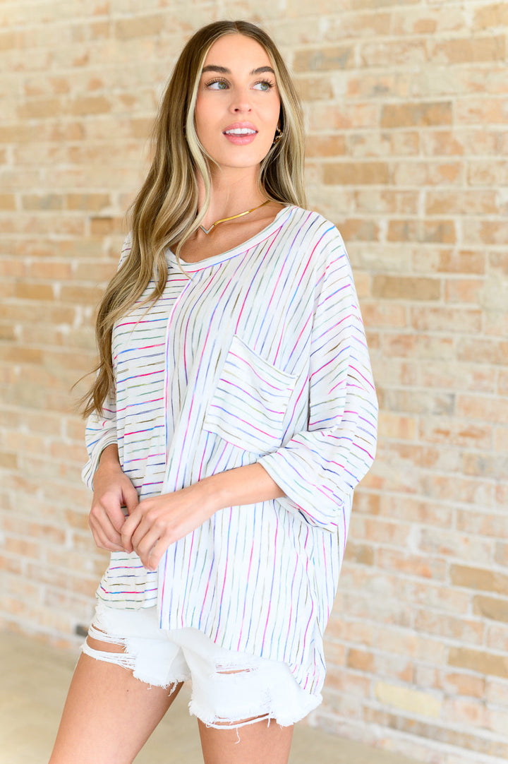 Striped 3/4 Sleeve Blouse Top - Inspired Eye Boutique