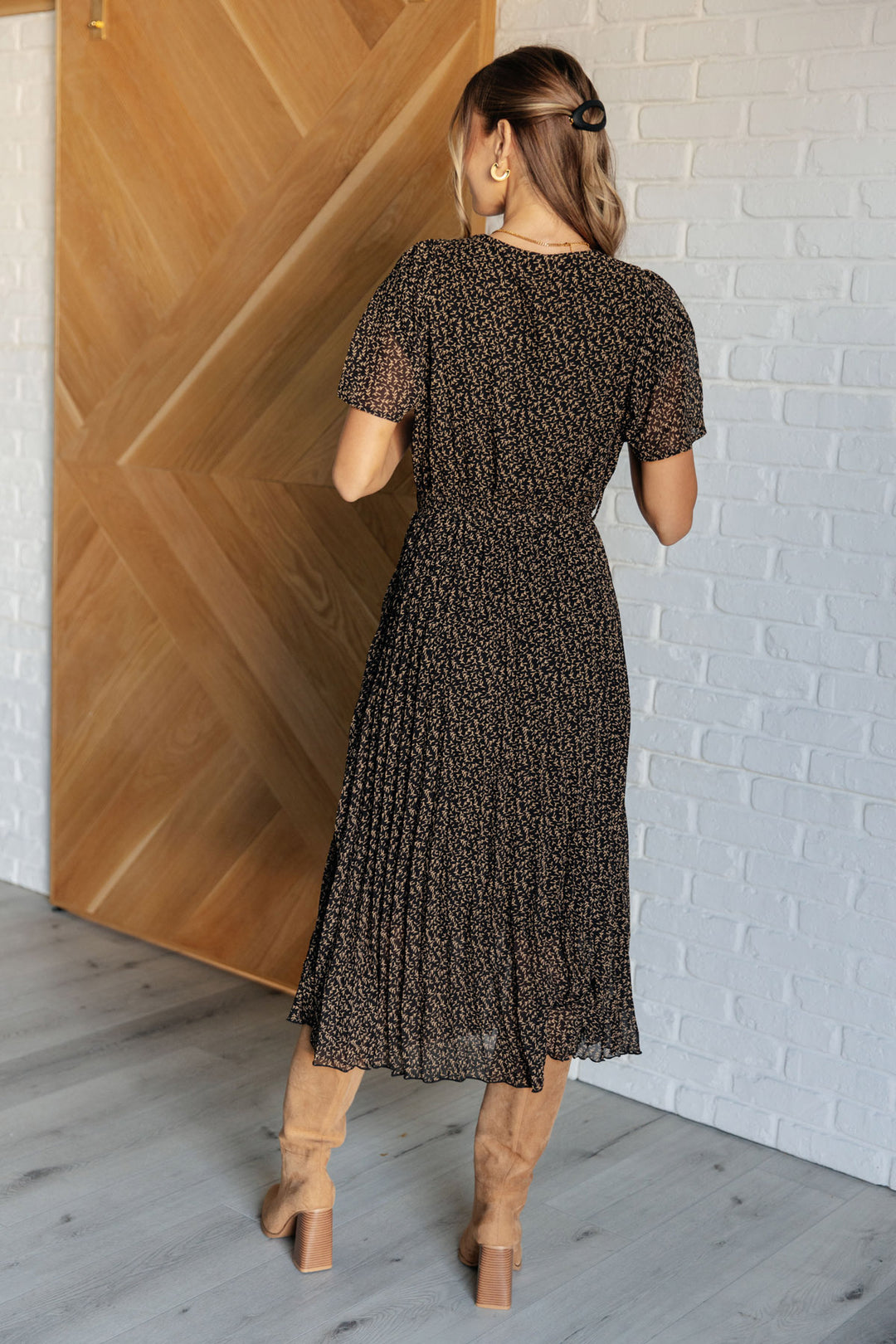 Surplice Neck Pleated Midi Dress - Inspired Eye Boutique