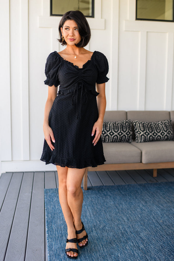 Swiss Dot Black Ruffle Mini Dress - Inspired Eye Boutique