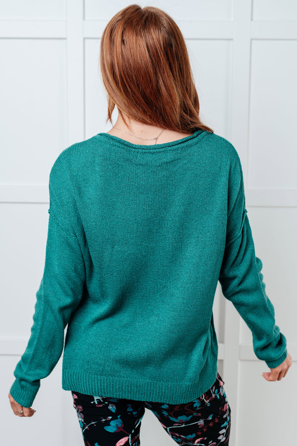 Teal Drop Shoulder Pullover Sweater - Inspired Eye Boutique