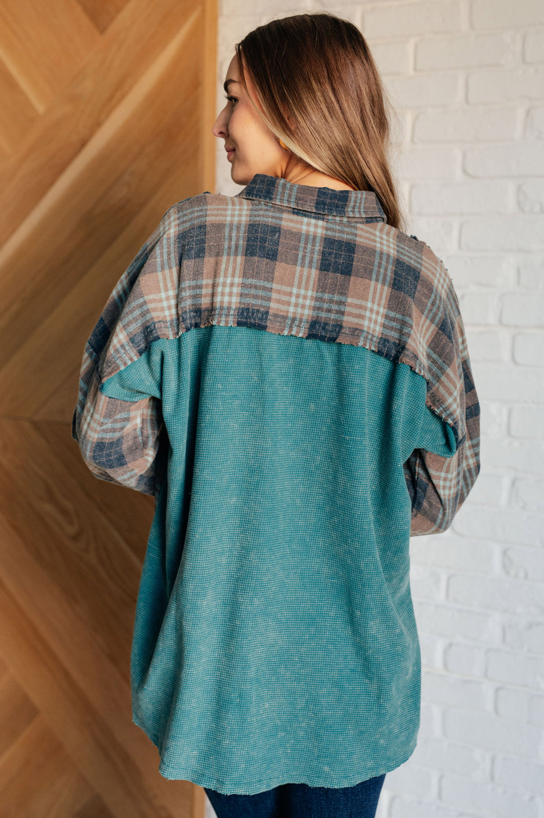 Teal Flannel Plaid Button-Up Shirt - Inspired Eye Boutique