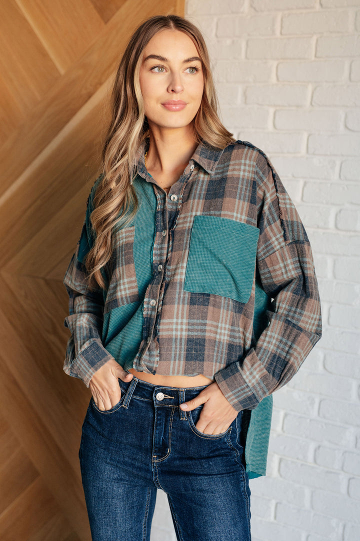 Teal Flannel Plaid Button-Up Shirt - Inspired Eye Boutique