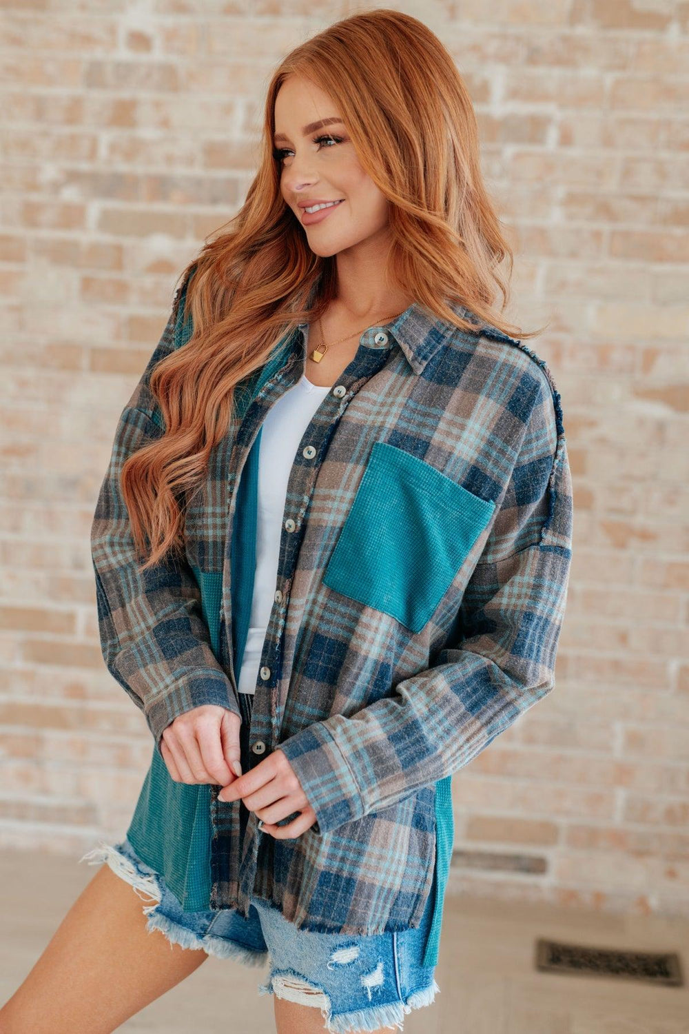 Teal Flannel Shirt - Thermal Button-Up - Inspired Eye Boutique