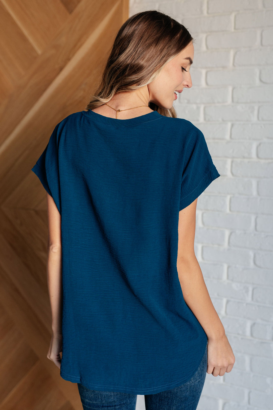 Teal Short Sleeve V-Neck Blouse - Inspired Eye Boutique