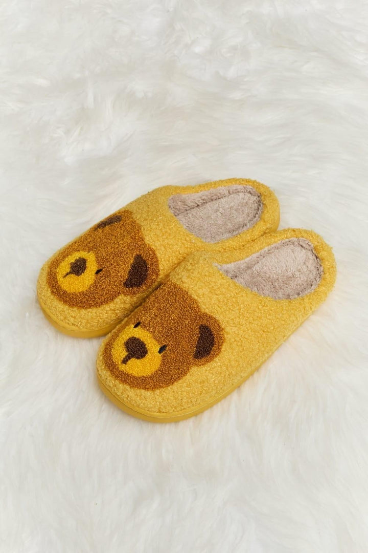 Teddy Bear Print Plush Slide Slippers - Inspired Eye Boutique