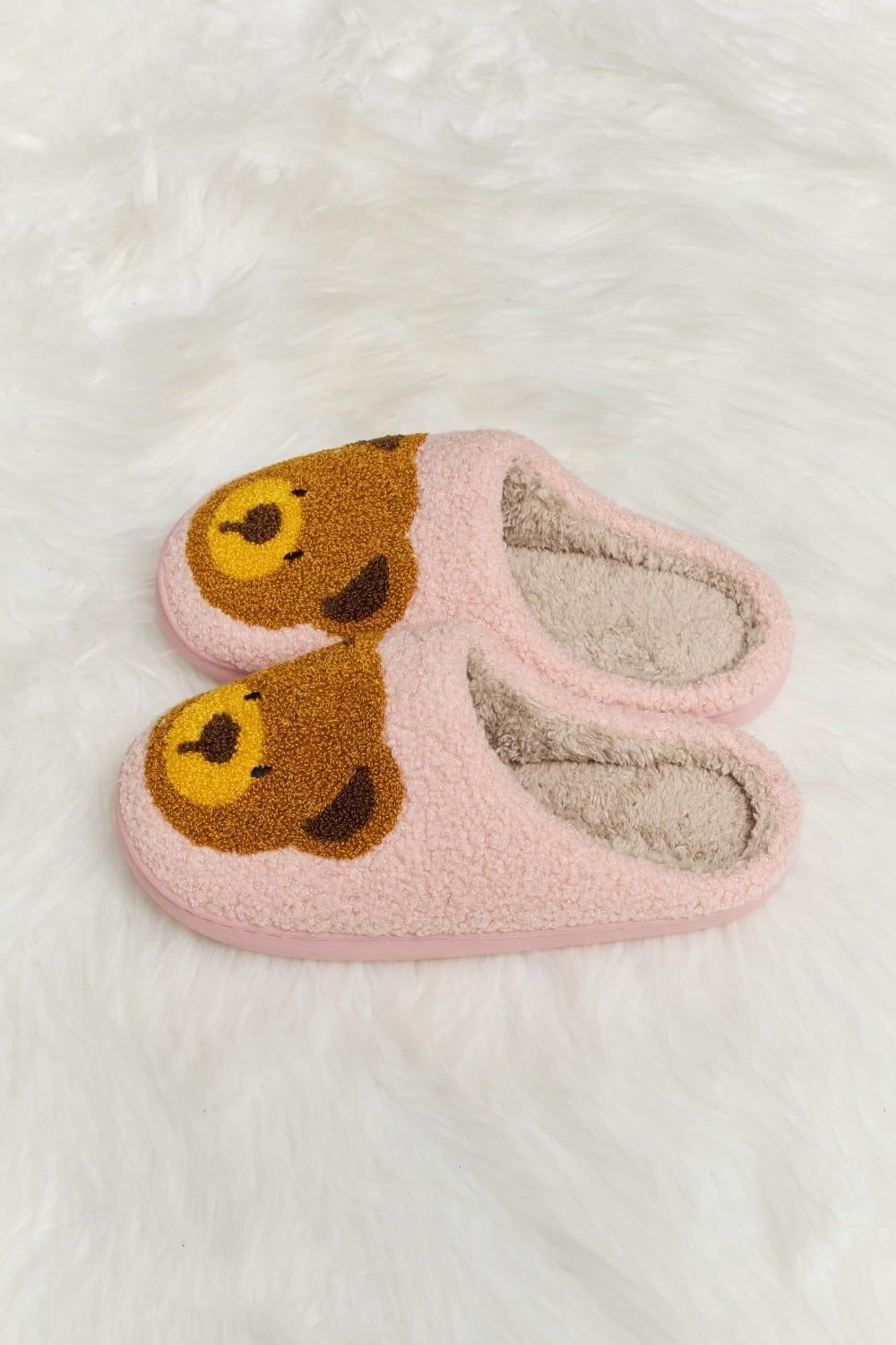 Teddy Bear Print Plush Slide Slippers - Inspired Eye Boutique