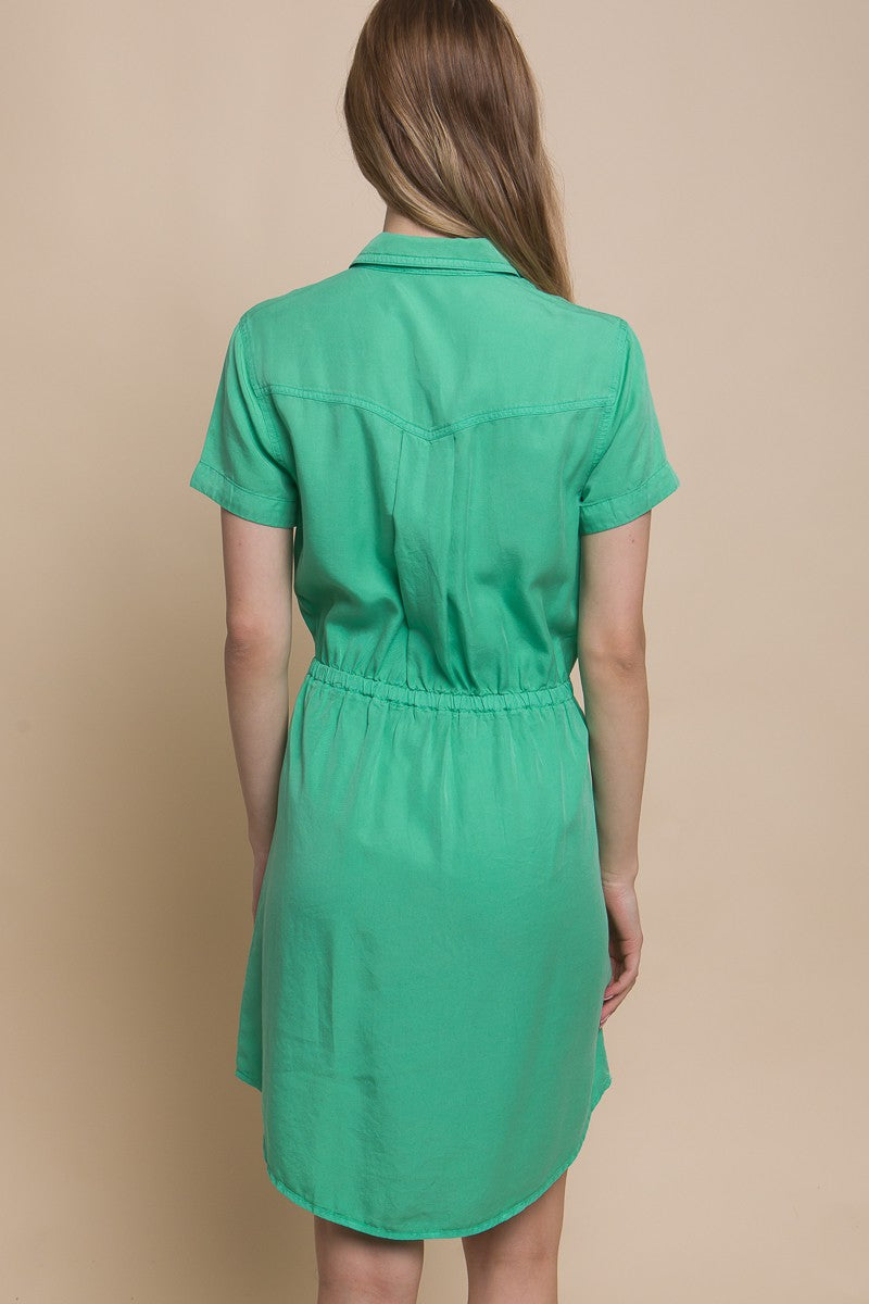 Tencel Dress - Short Sleeve - Green - Inspired Eye Boutique