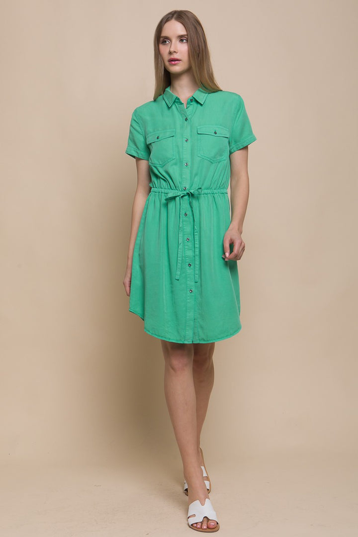 Tencel Dress - Short Sleeve - Green - Inspired Eye Boutique