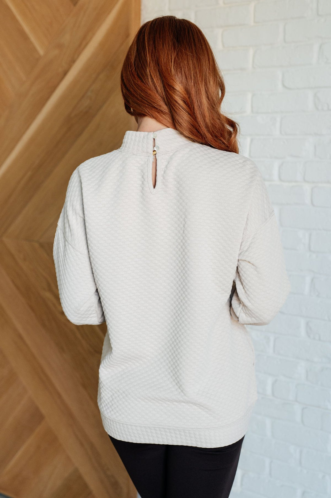 Textured Mock Neck Pullover - Inspired Eye Boutique