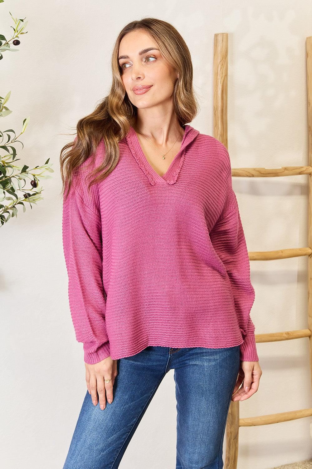 Pink Sweater V-Neck - Inspired Eye Boutique