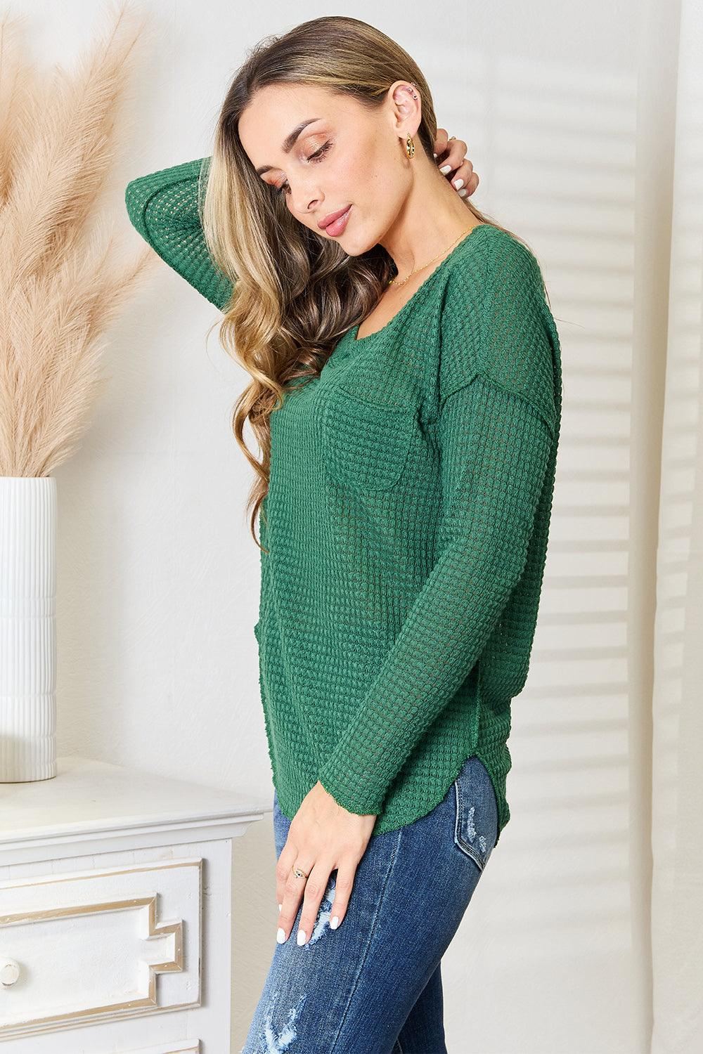 Womens Waffle Knit Top - Inspired Eye Boutique