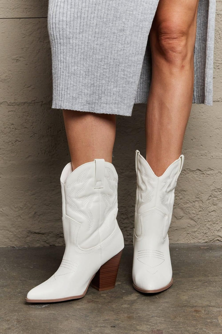 Bella White Cowboy Boots - Inspired Eye Boutique