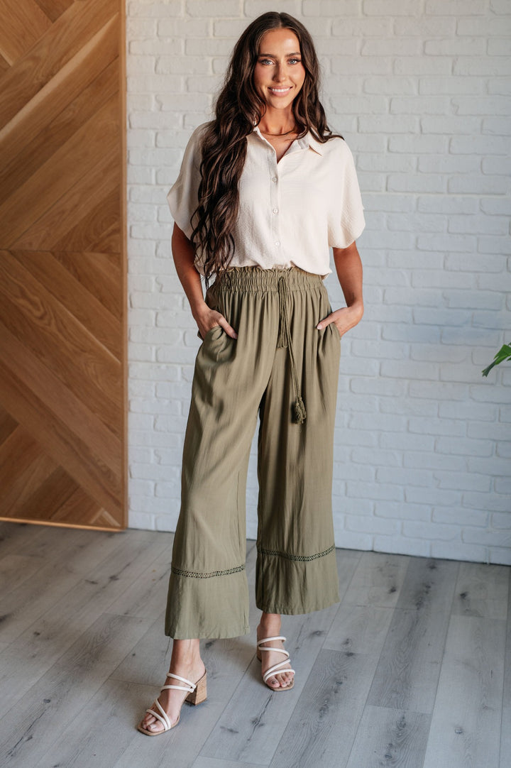 Wide Leg Olive Green Pants - Inspired Eye Boutique