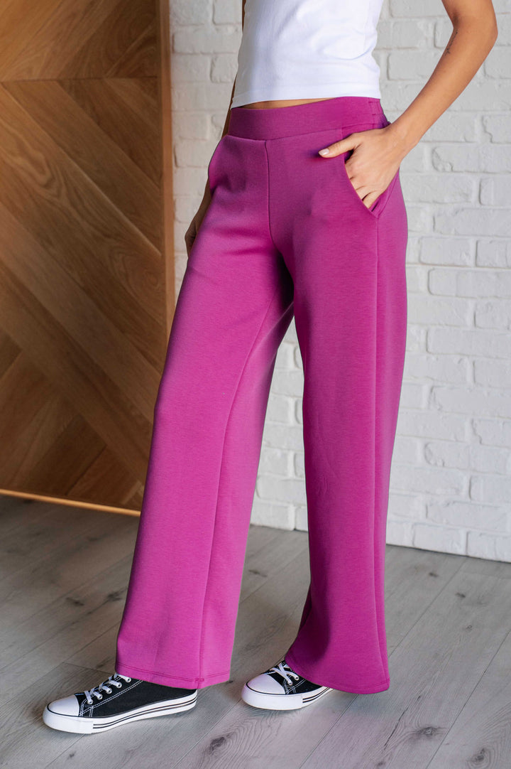 Wide Leg Scuba Sweatpants - Magenta - Inspired Eye Boutique