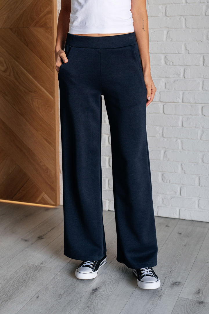 Wide Leg Scuba Sweatpants - Navy - Inspired Eye Boutique