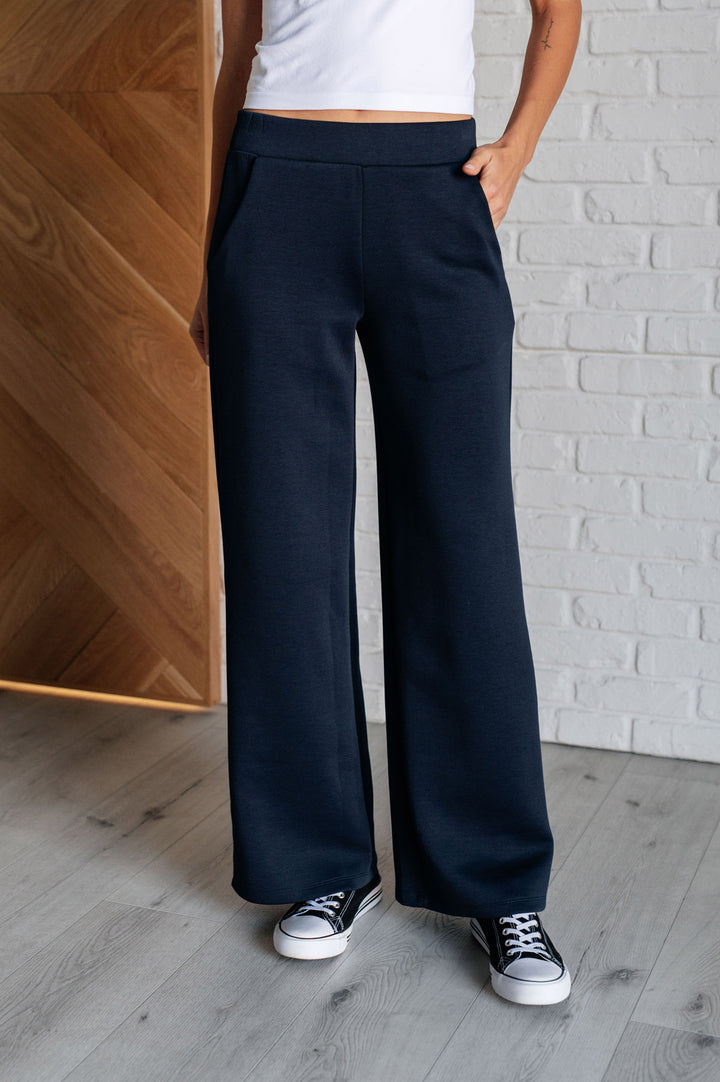 Wide Leg Scuba Sweatpants - Navy - Inspired Eye Boutique