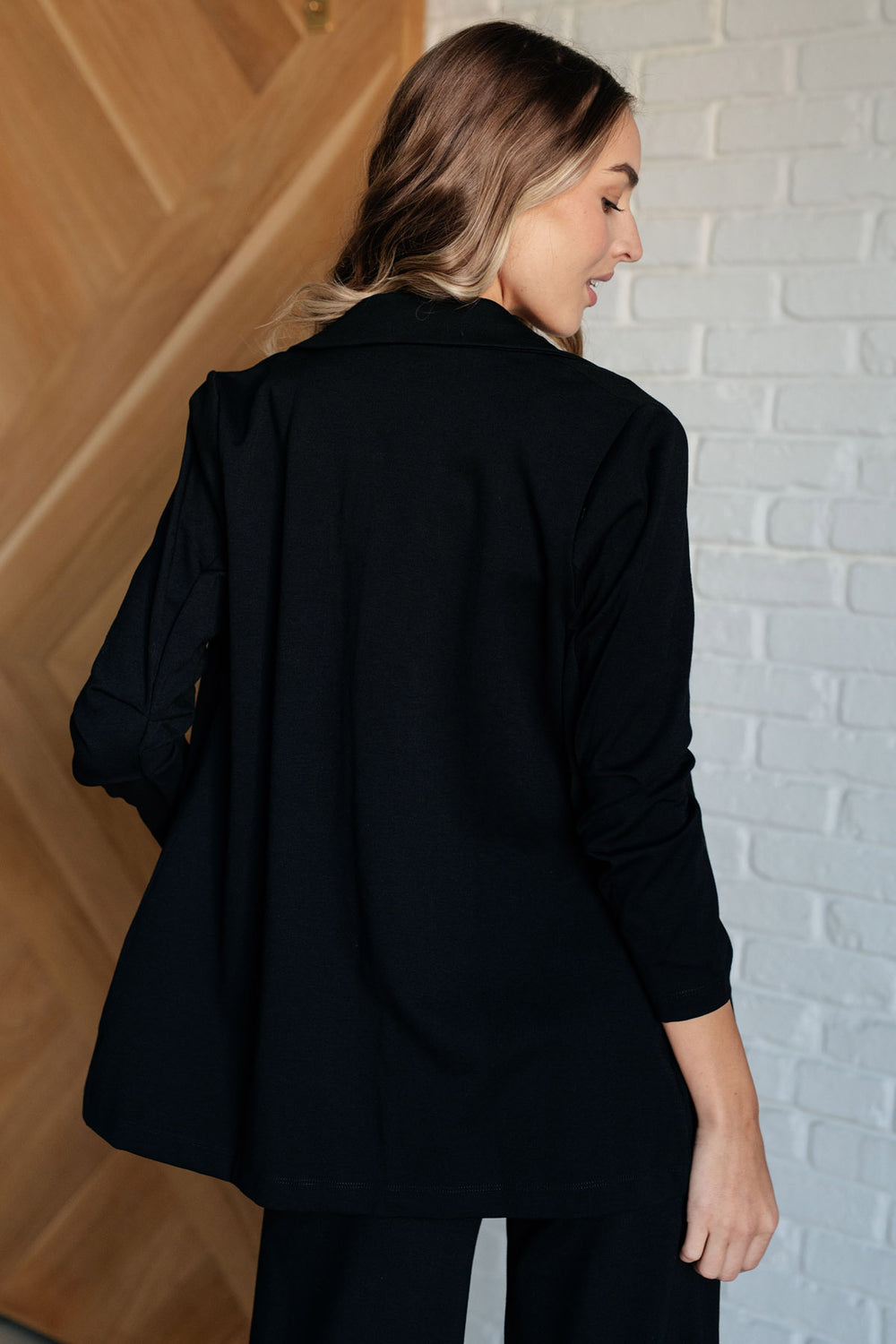 Womens Black Open Front Blazer - Inspired Eye Boutique