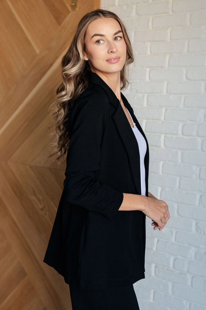 Womens Black Open Front Blazer - Inspired Eye Boutique