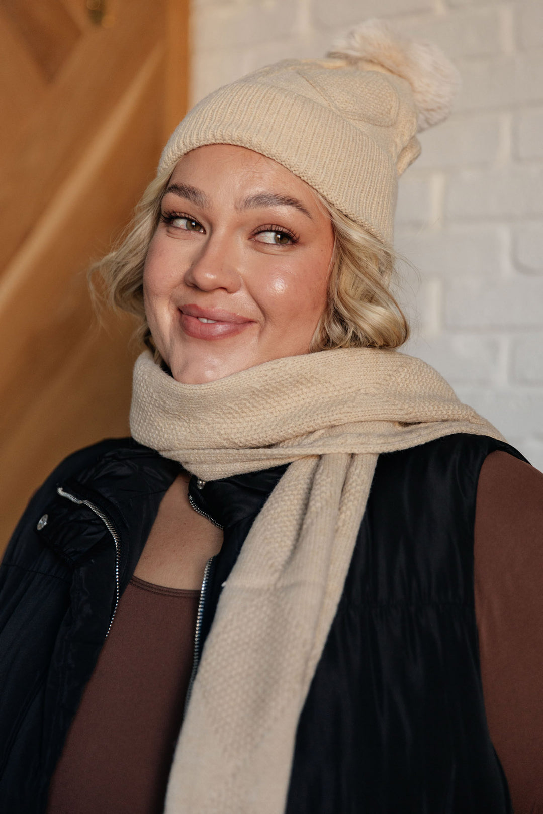 Womens Hat, Glove, and Scarf Set - Beige - Inspired Eye Boutique