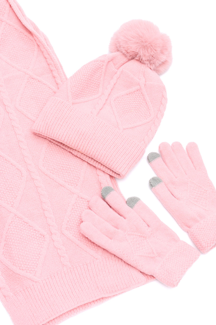 Womens Hat, Glove, and Scarf Set - Pink - Inspired Eye Boutique