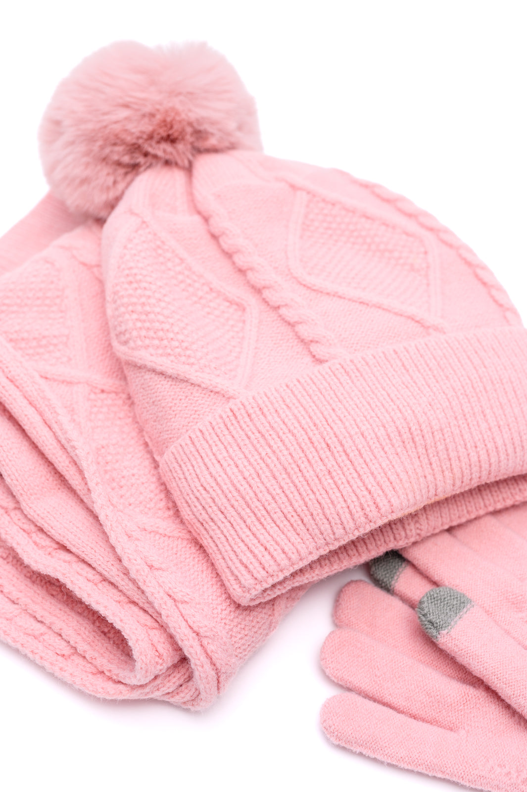 Womens Hat, Glove, and Scarf Set - Pink - Inspired Eye Boutique