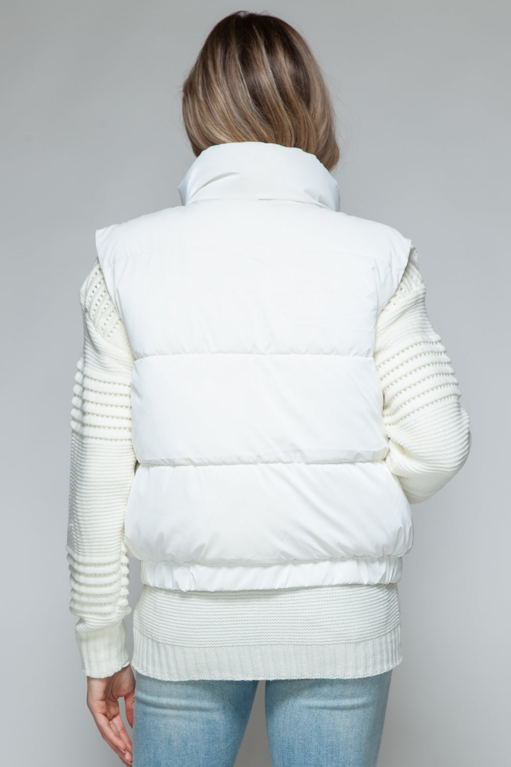 Furry Fortress Quilted Puffer Vest - Off-White