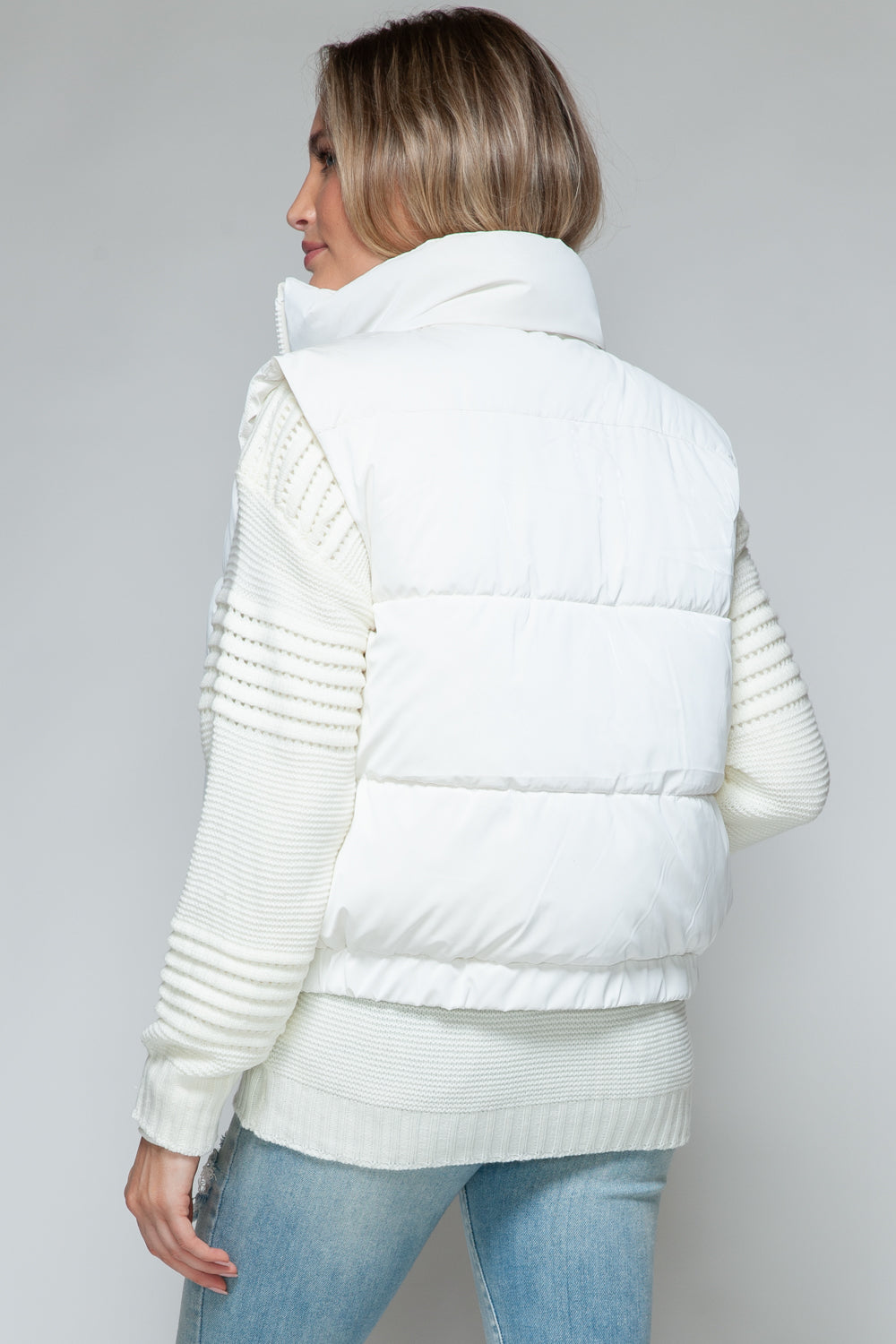 Furry Fortress Quilted Puffer Vest - Off-White