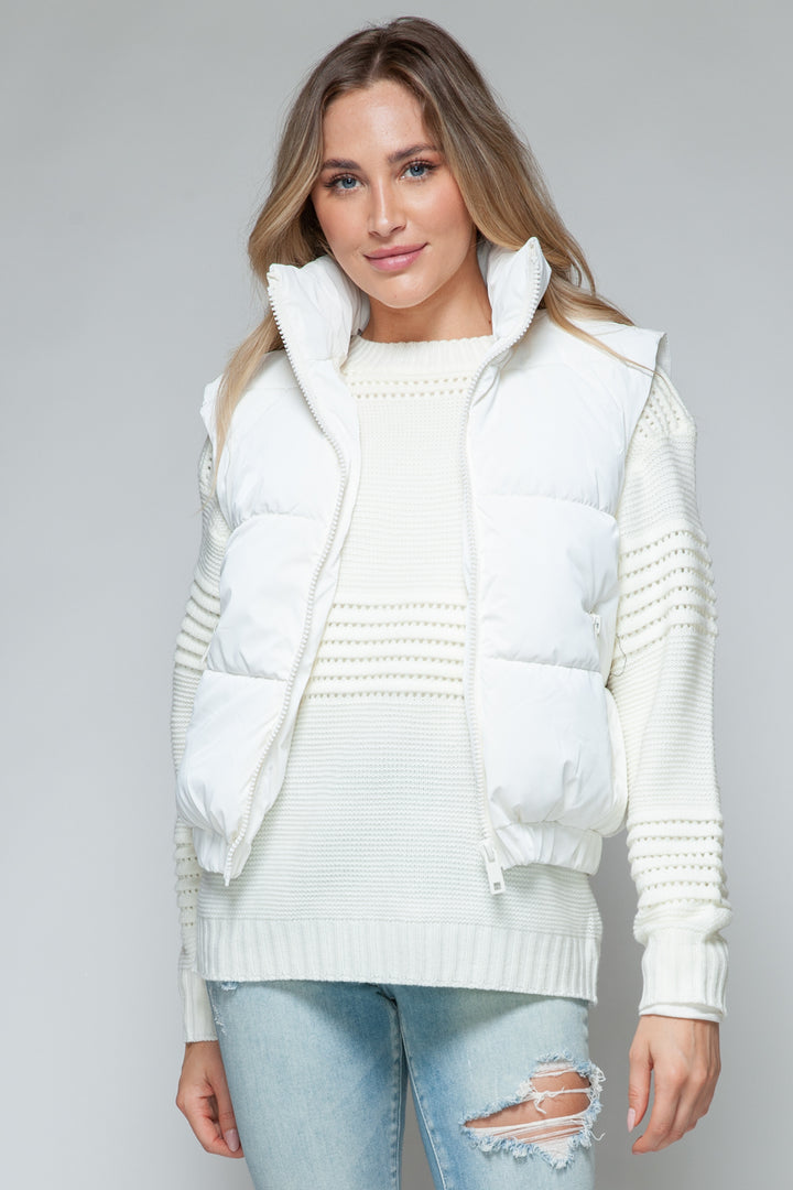 Furry Fortress Quilted Puffer Vest - Off-White