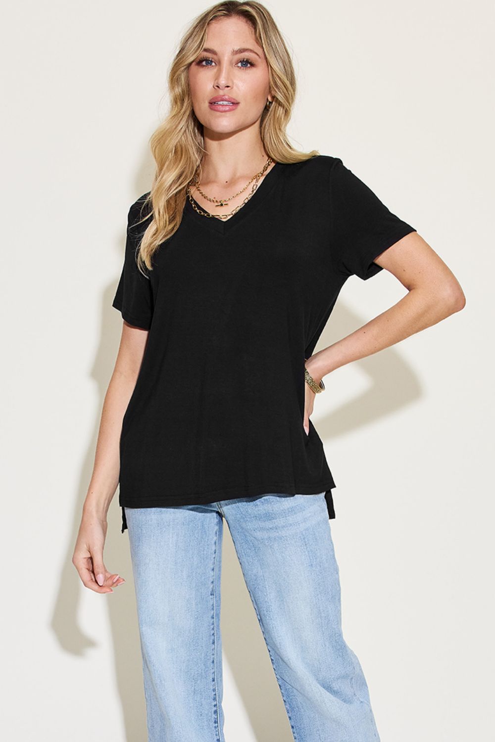 Womens V-Neck Tee - High Low Hem - Inspired Eye Boutique