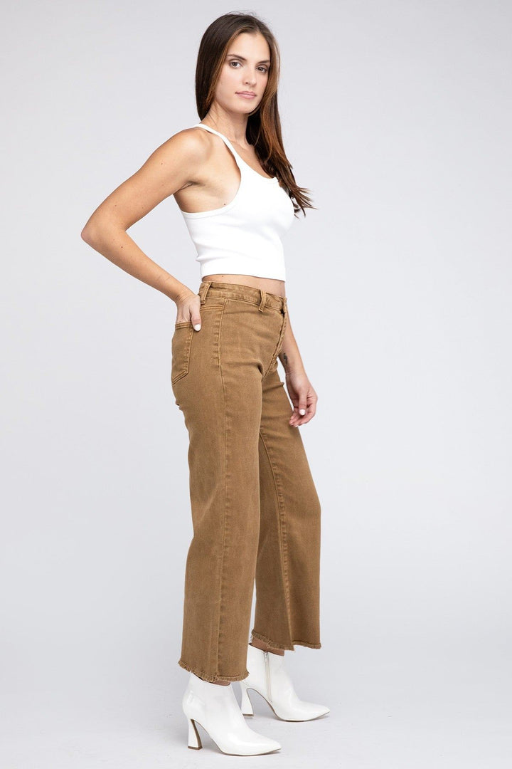 Zenana Colored Jeans - Acid Wash - Wide Leg - Inspired Eye Boutique