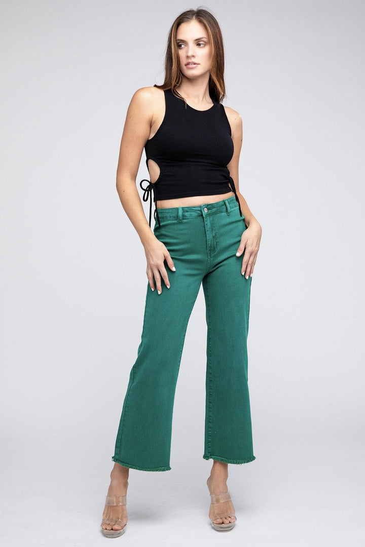 Zenana Colored Jeans - Acid Wash - Wide Leg - Inspired Eye Boutique