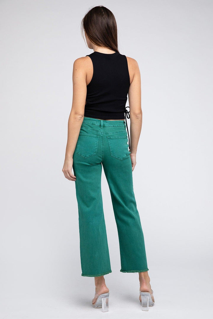 Zenana Colored Jeans - Acid Wash - Wide Leg - Inspired Eye Boutique