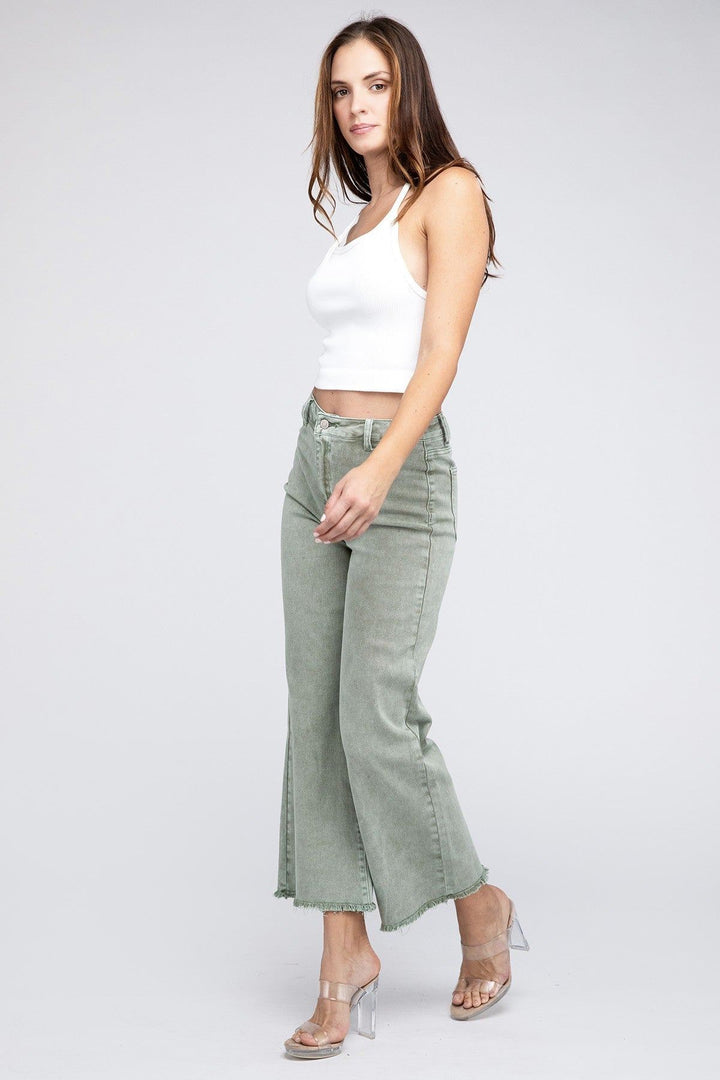 Zenana Colored Jeans - Acid Wash - Wide Leg - Inspired Eye Boutique