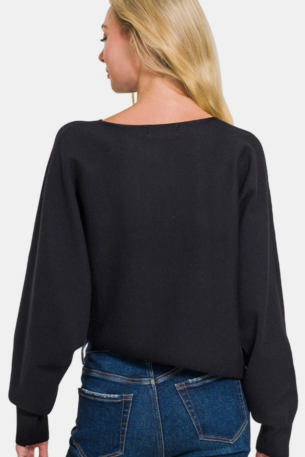 Zenana - Asymmetric Sweater - Black - Inspired Eye Boutique