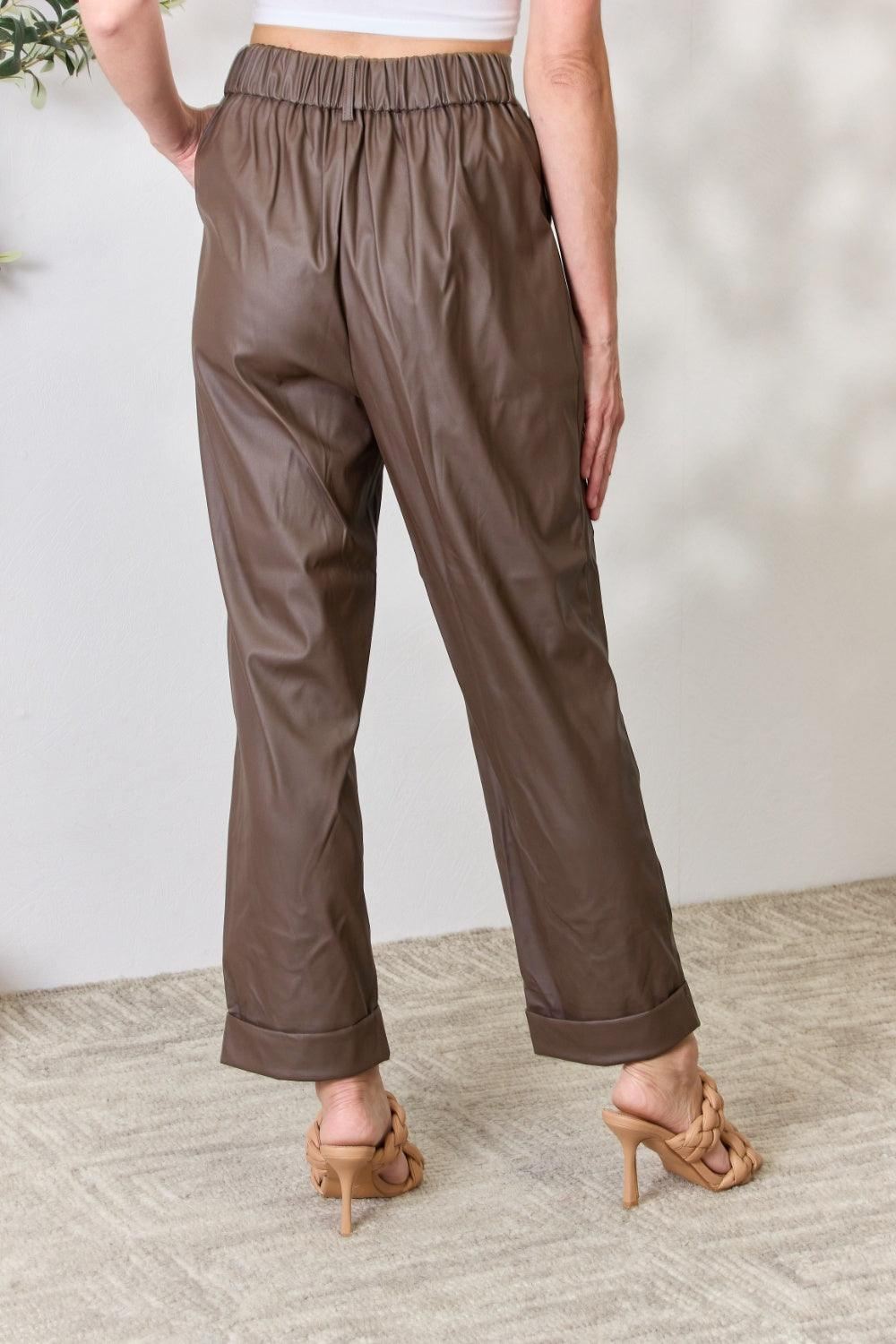 Zenana Faux Leather Straight Leg Pants - Inspired Eye Boutique