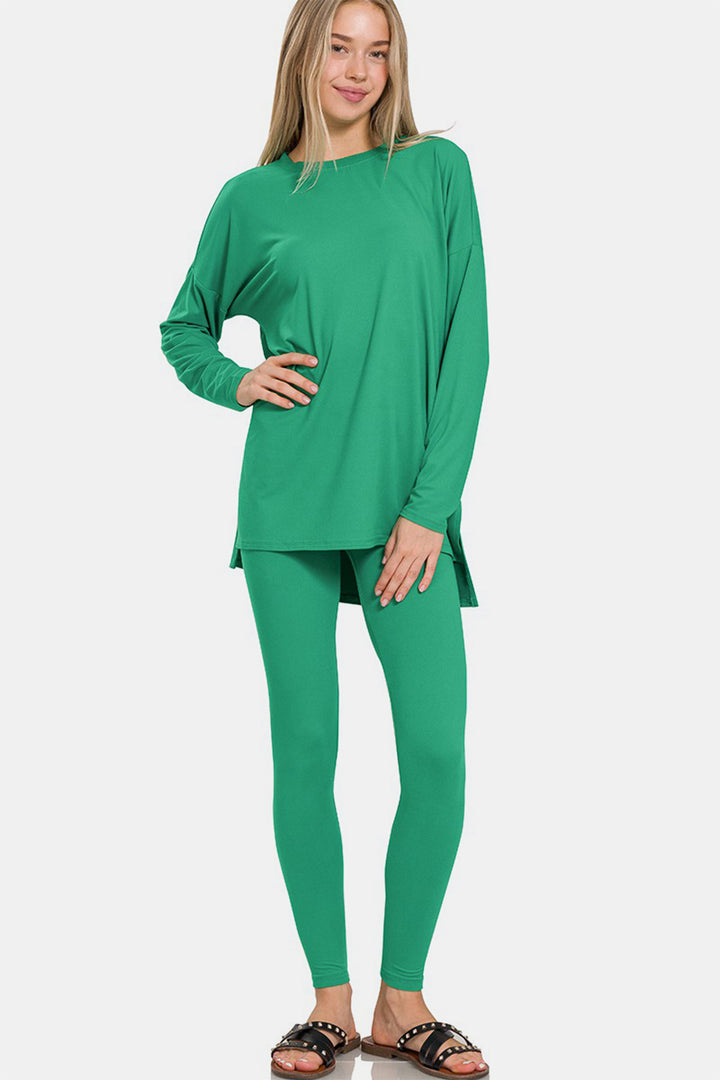 Zenana - Brushed DTY Microfiber Loungewear Set - Kelly Green - Inspired Eye Boutique