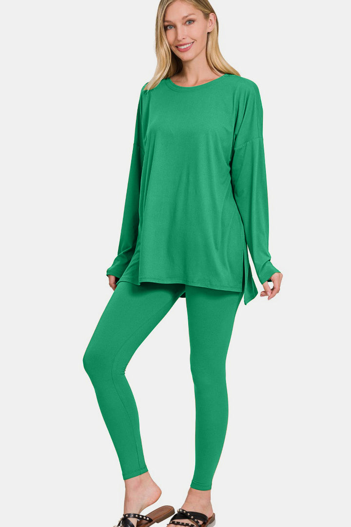 Zenana - Brushed DTY Microfiber Loungewear Set - Kelly Green - Inspired Eye Boutique