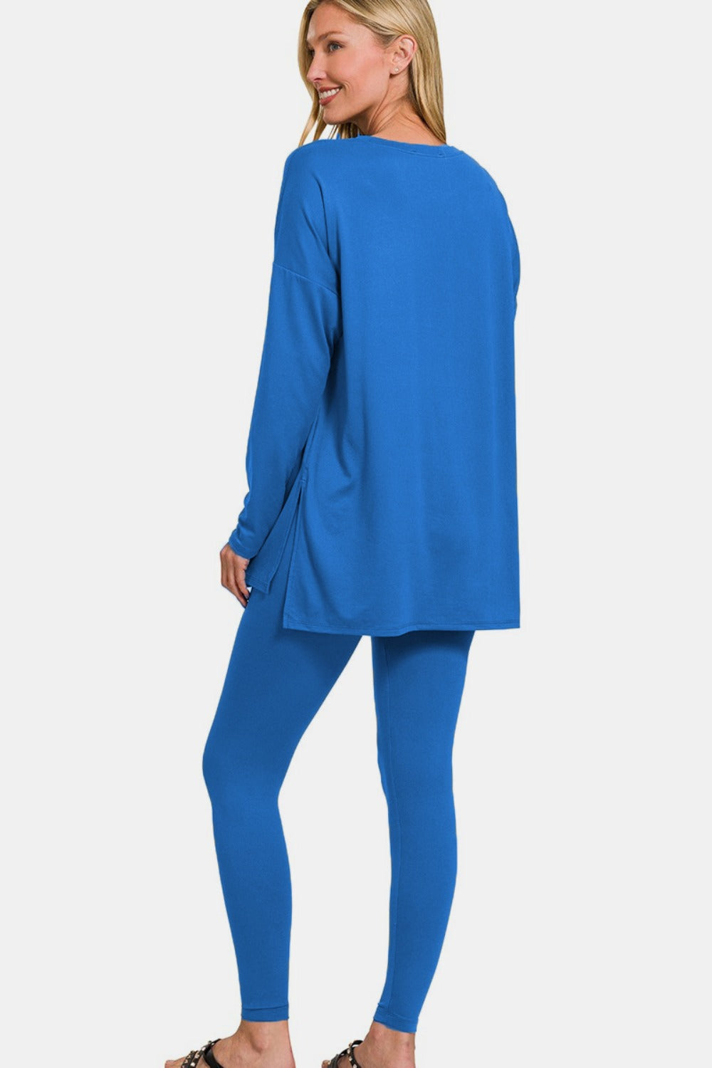 Zenana - Brushed Microfiber Loungewear Set - Classic Blue - Inspired Eye Boutique