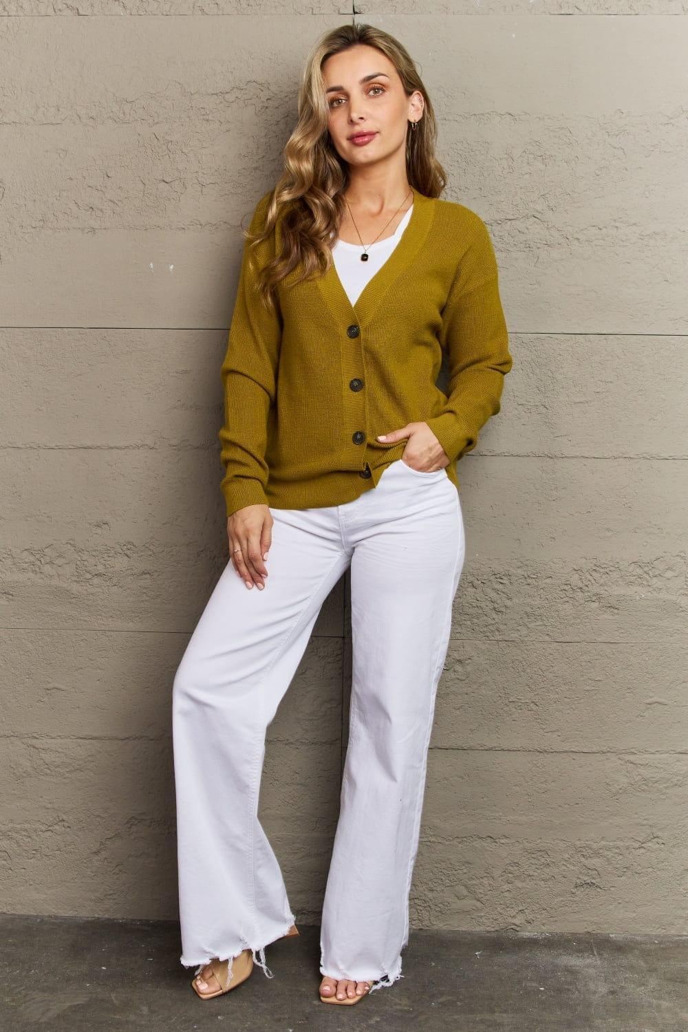 Kiss Me Tonight Button Down Cardigan - Chartreuse - Inspired Eye Boutique