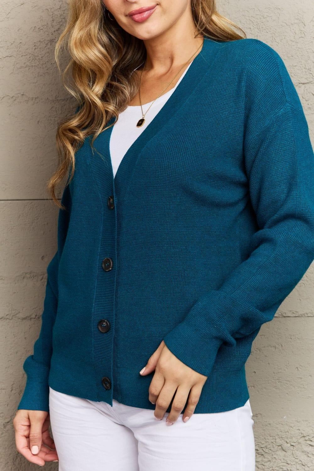 Kiss Me Tonight Button Down Cardigan - Teal - Inspired Eye Boutique