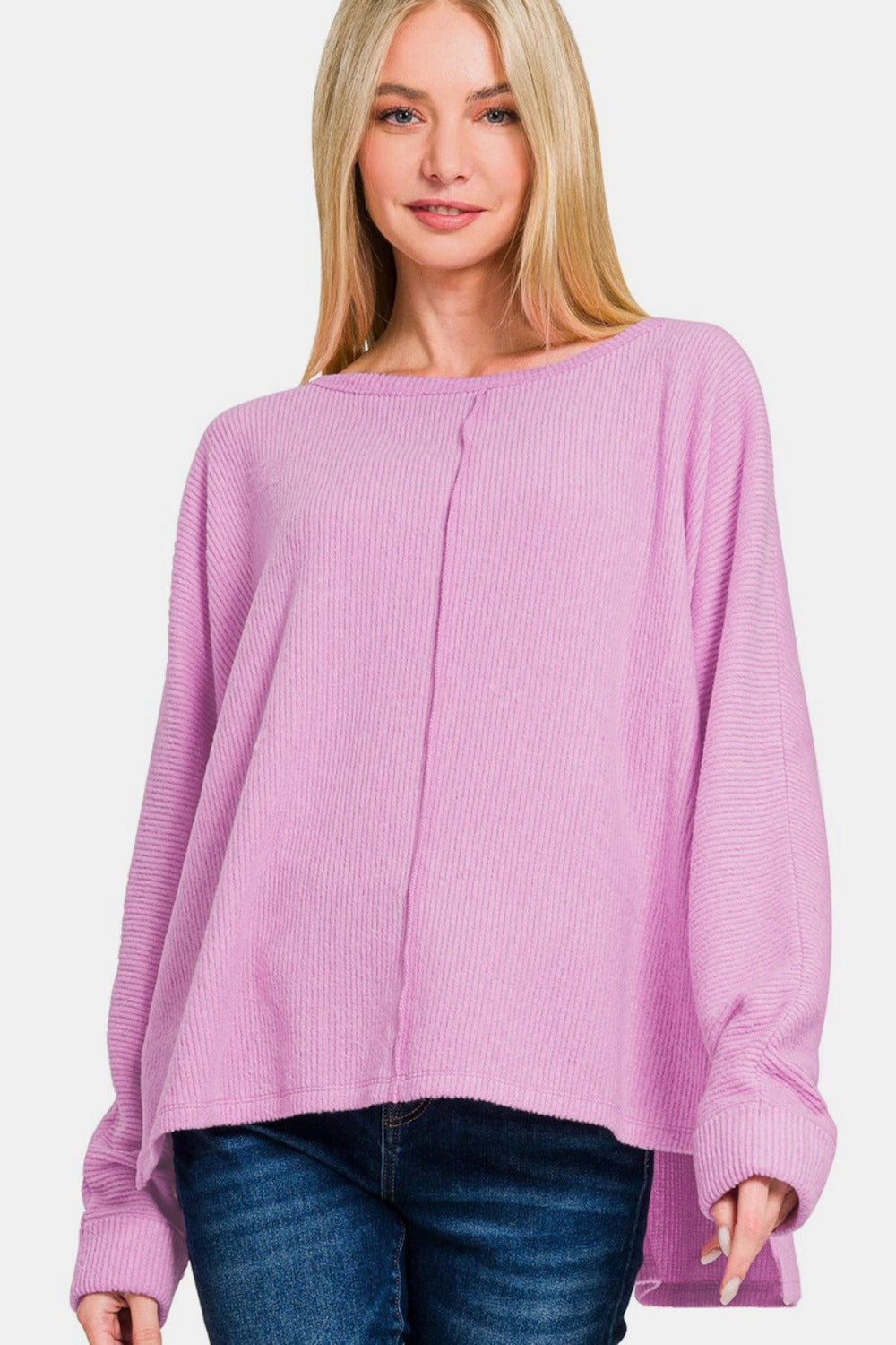 Zenana - Center Seam Long Sleeve Top - Mauve - Inspired Eye Boutique