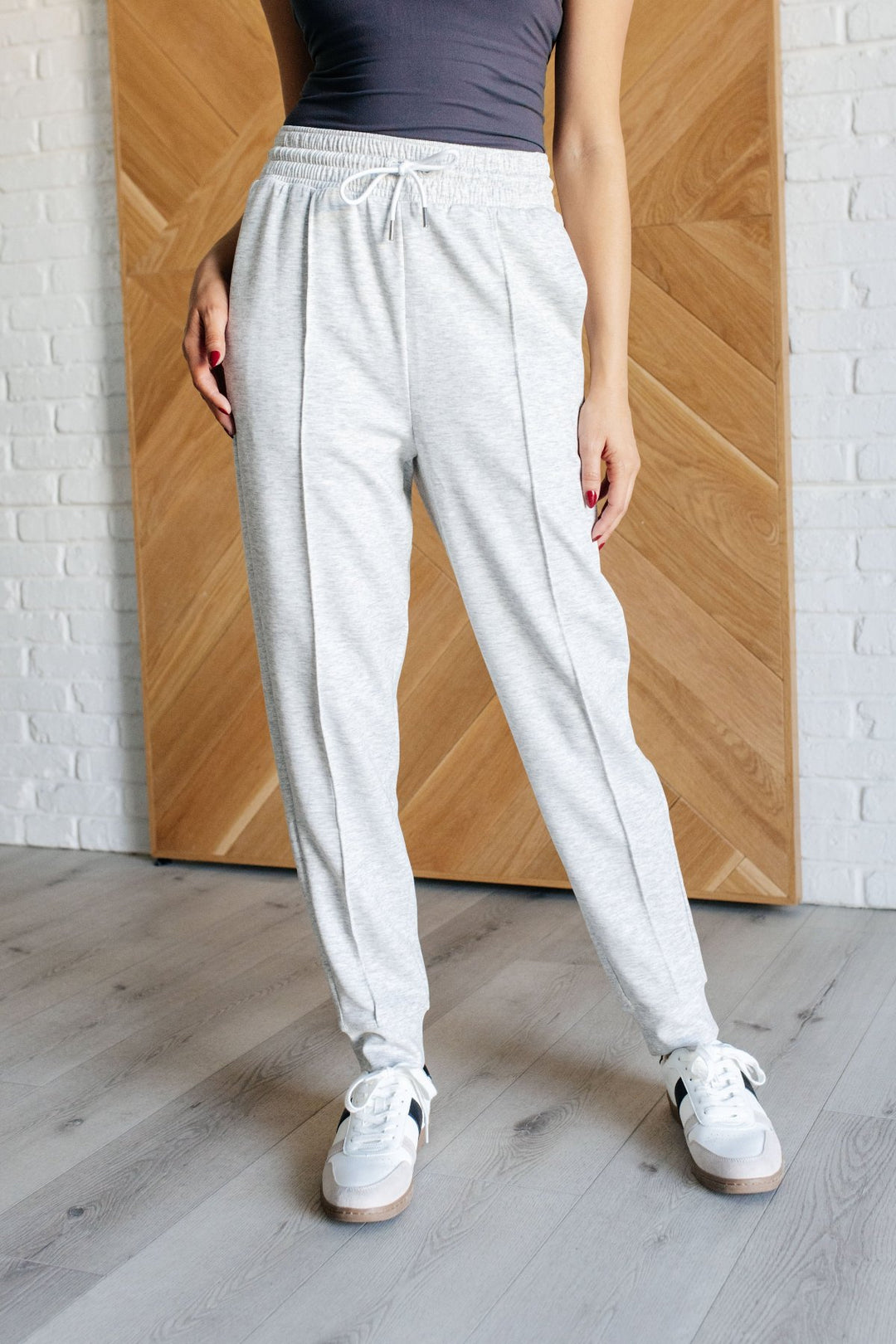 Zenana - Center Seam Scuba Joggers - Heather Grey - Inspired Eye Boutique