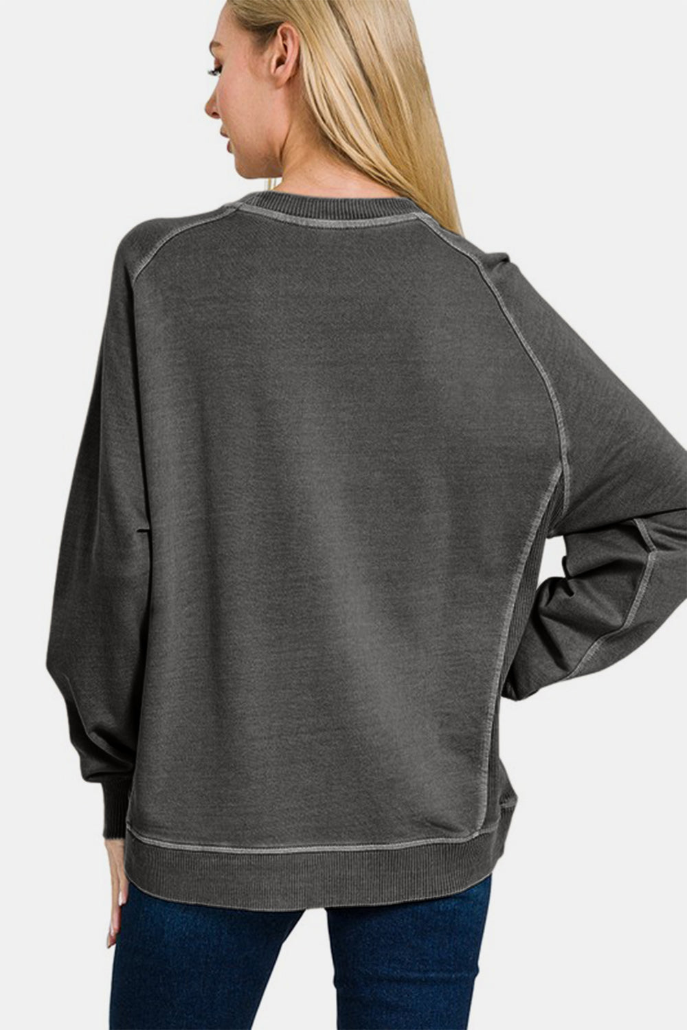 Zenana - French Terry Pullover Sweatshirt - Black - Inspired Eye Boutique