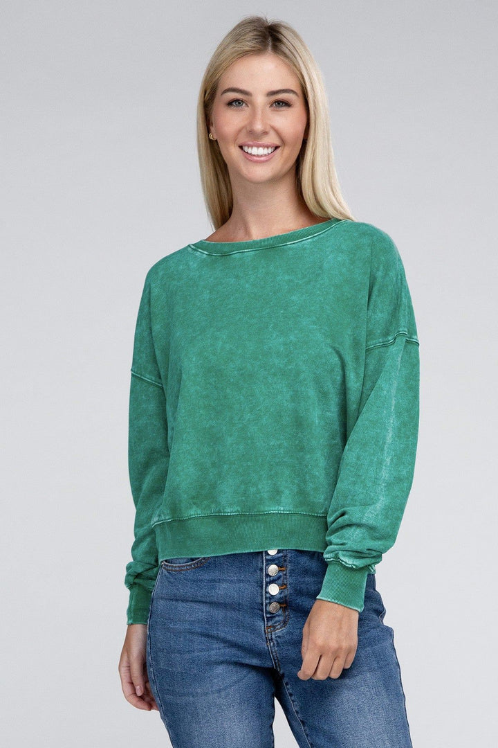 Zenana French Terry Pullover Sweatshirt - Inspired Eye Boutique