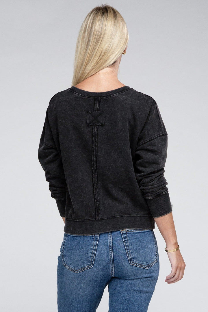 Zenana French Terry Pullover Sweatshirt - Inspired Eye Boutique