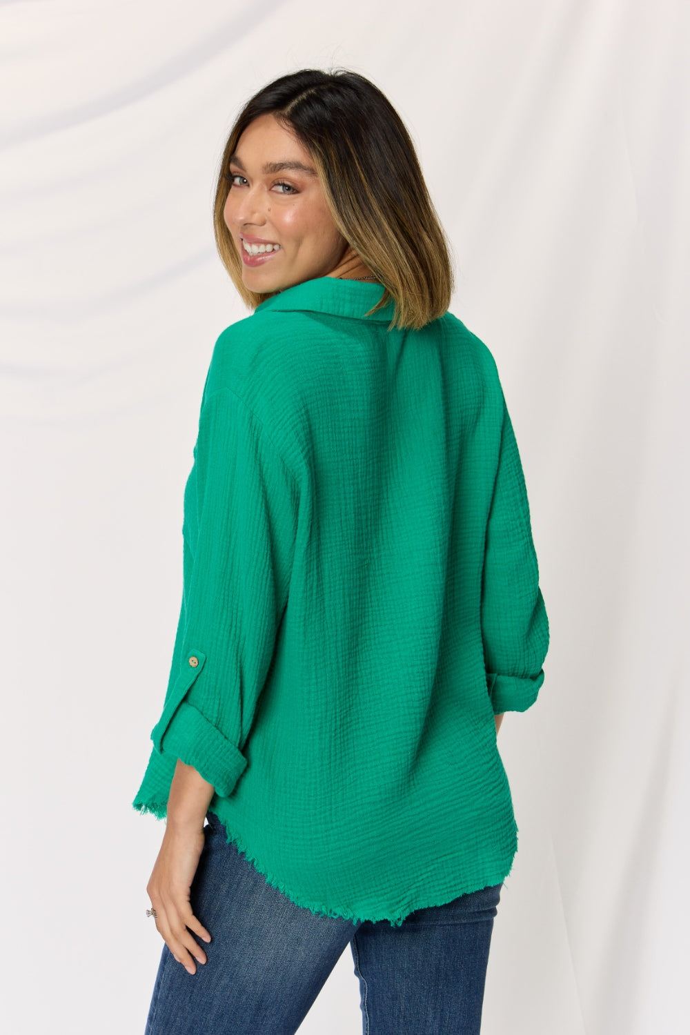 Zenana - Green Button Up Shirt - Womens - Inspired Eye Boutique