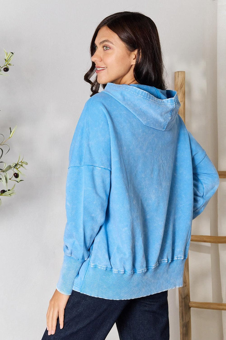 Zenana Sweatshirt with pockets - Blue - Inspired Eye Boutique