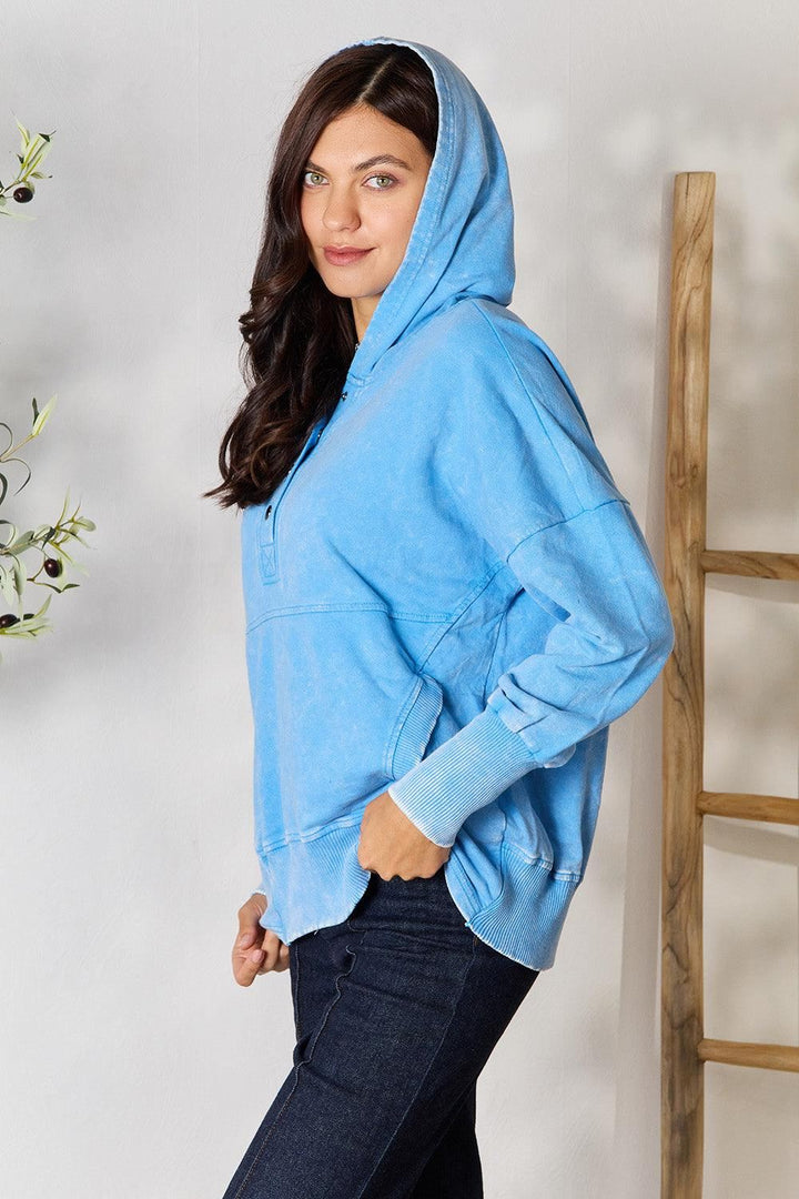 Zenana Sweatshirt with pockets - Blue - Inspired Eye Boutique