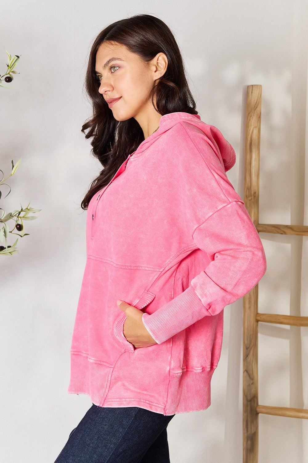 Zenana Sweatshirt with pockets - Pink - Inspired Eye Boutique